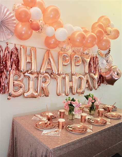 decoration rose gold birthday party theme|rose gold birthday decor ideas.